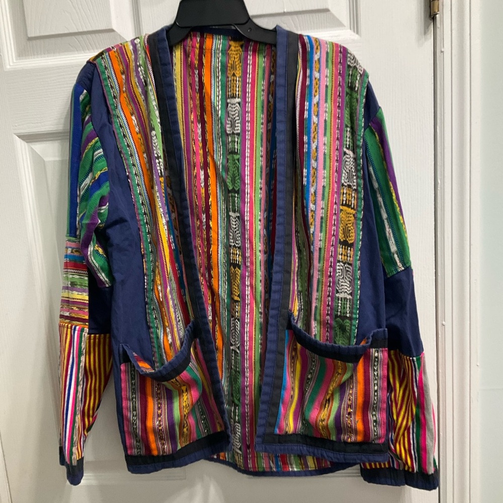 Patchwork Open Front Festival Cardigan‎ With Woven textile patterns